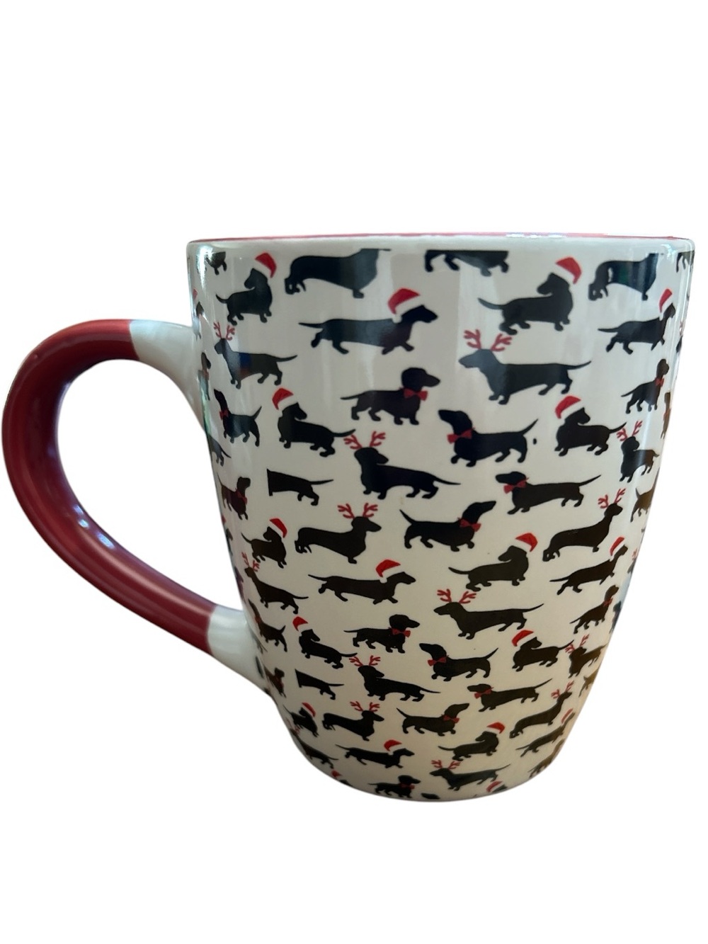 Winifred & Lily Dachshund Christmas Mug “Dachshund Through The Snow” Ceramic Cup - Picture 2 of 5